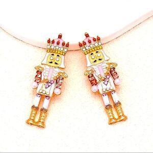 Christmas Earrings Toy Soldier With Crystal Eyes Pearl Feet Blue Crystal NEW